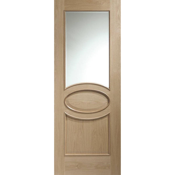 Internal Oak Calabria with Clear Bevelled Glass and Raised Mouldings