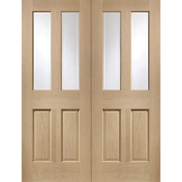 Internal Oak Malton Pair with Clear Bevelled Glass