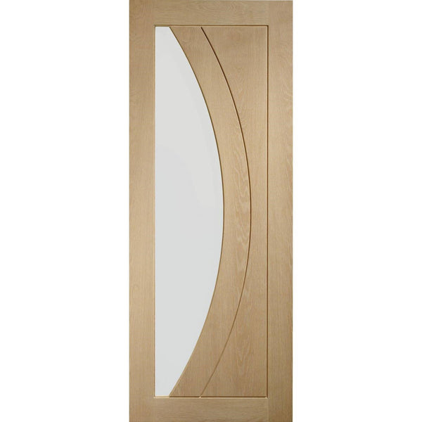 Internal Oak Salerno with Clear Glass Fire Door