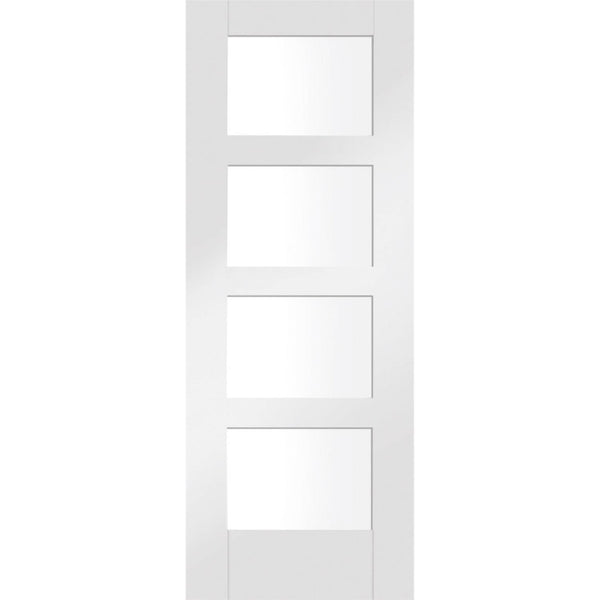 Shaker 4 Light Internal White Primed Fire Door with Clear Glass