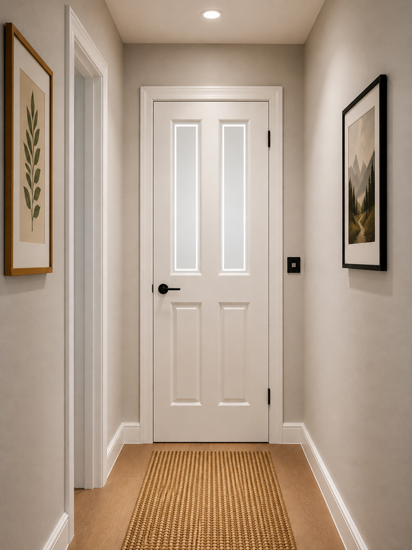 Internal White Moulded Victorian Door with Forbes Glass Unfinished