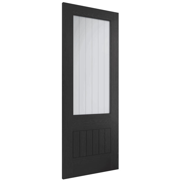Internal Black Half-Glazed Cottage Door with Clear Etched Glass - Suffolk