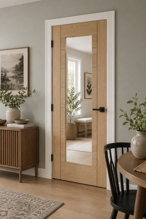 Pre-Finished Palermo Original 1 Light Internal Oak Door with Clear Glass (wide glass)