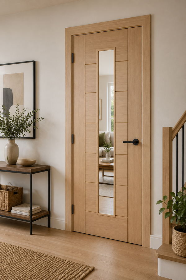 Pre-Finished Palermo Original 1 Light Internal Oak Door with Clear Glass