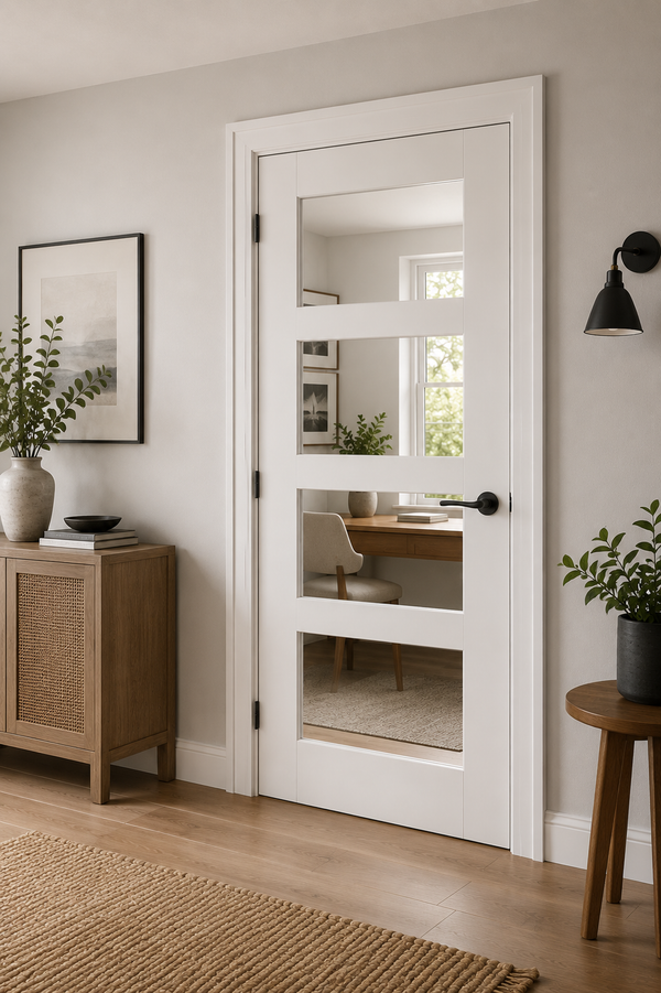 Shaker 4 Light Internal White Primed Door with Clear Glass