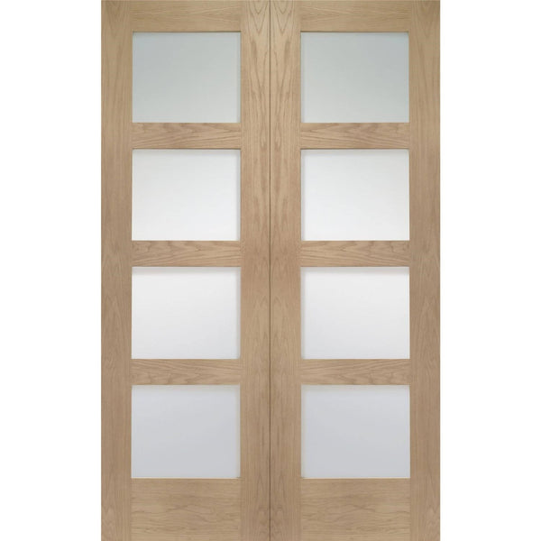 Internal Oak Shaker Door Pair with Clear Glass