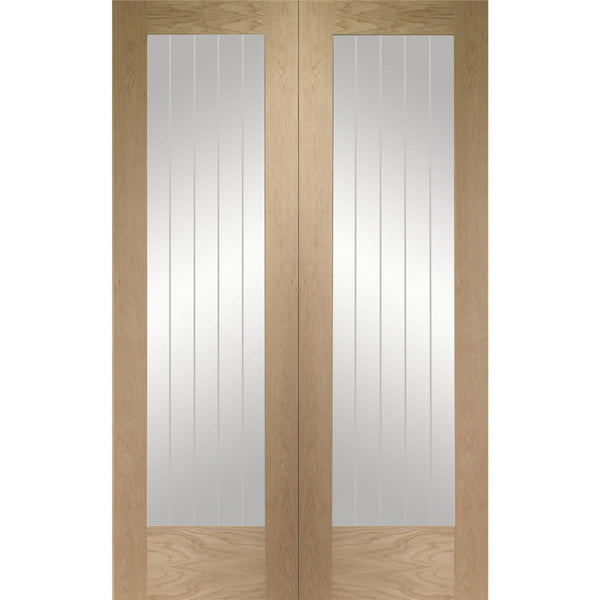 Internal Oak Suffolk Pattern 10 Pair with Clear Etched Glass