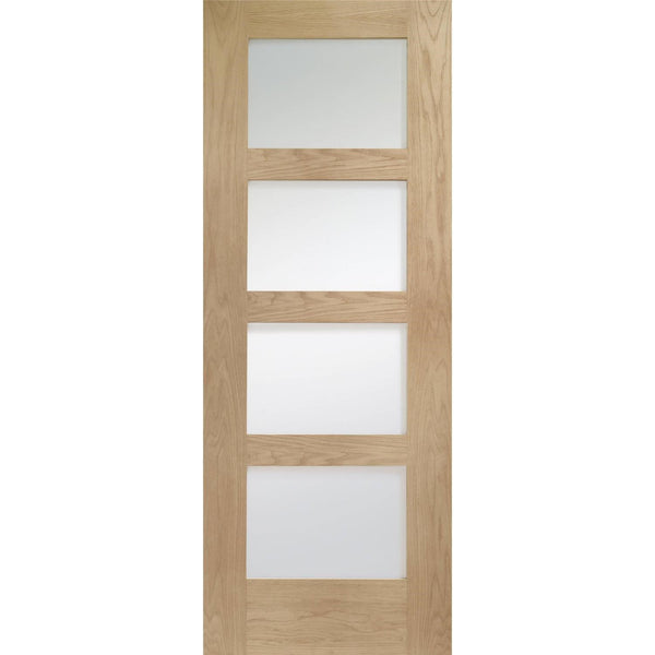 Internal Oak Shaker 4 Panel Fire Door with Clear Glass