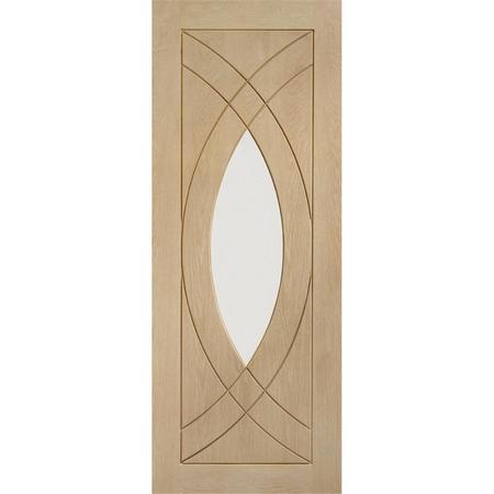 Internal Oak Treviso Door with Clear Glass Unfinished