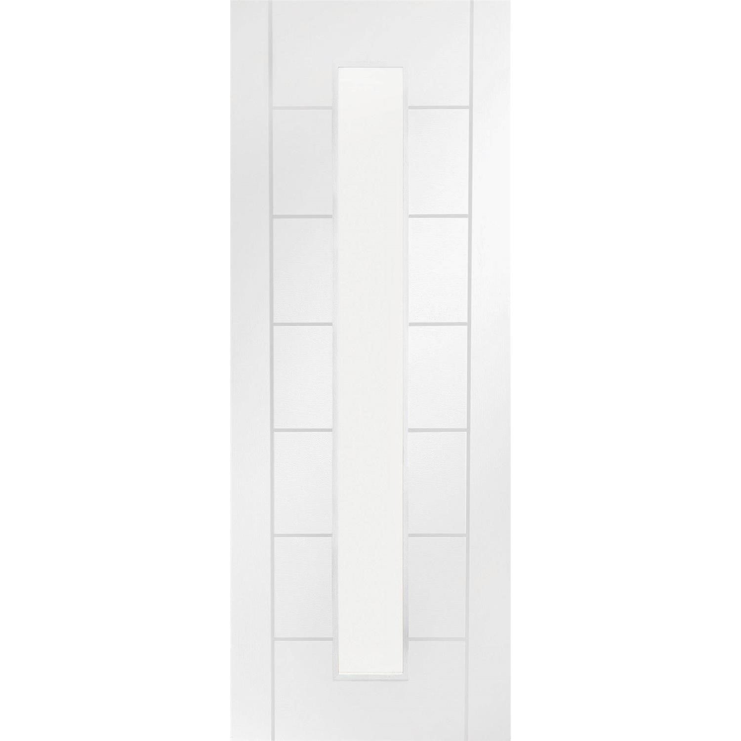 Internal White Primed Palermo 1L with Clear Glass Fire Doorc