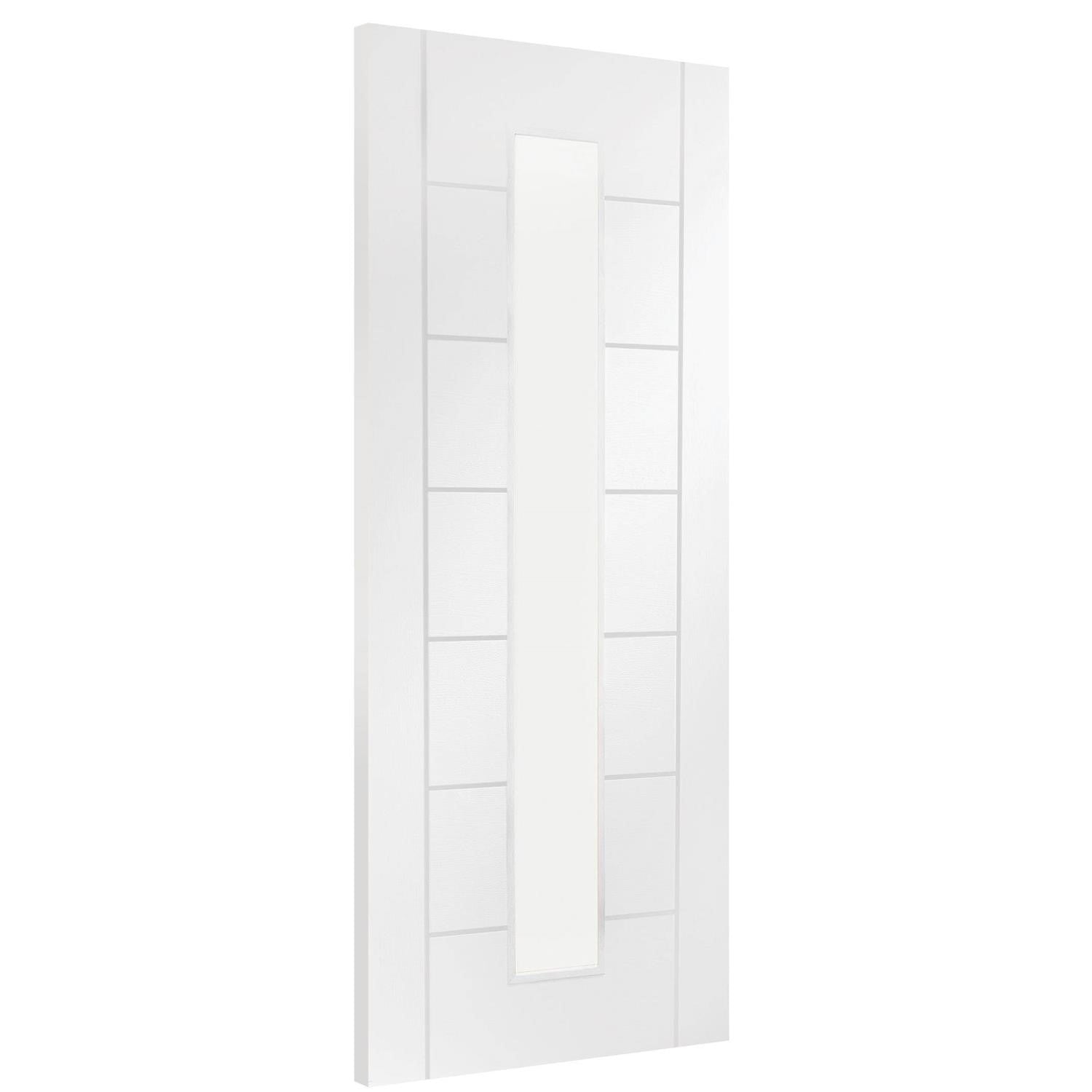 Internal White Primed Palermo 1L with Clear Glass Fire Door