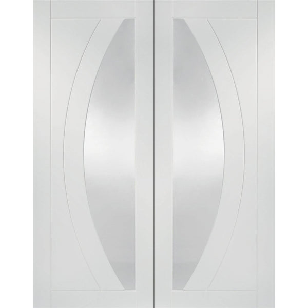 Internal White Primed Salerno Door Pair with Clear Glass