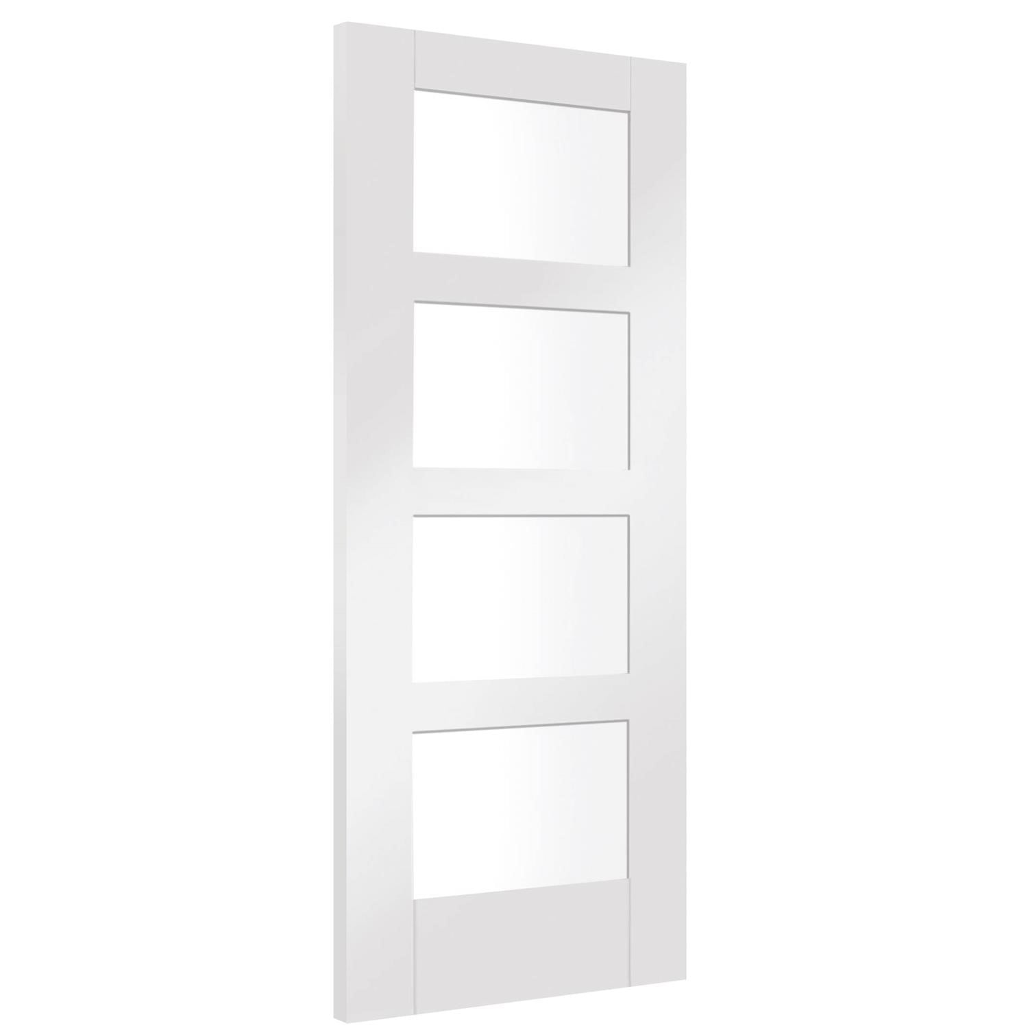 Shaker 4 Light Internal White Primed Fire Door with Clear Glass