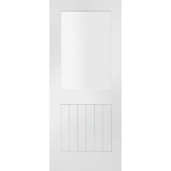 Internal White Primed Suffolk 1L with Clear Glass Fire Door