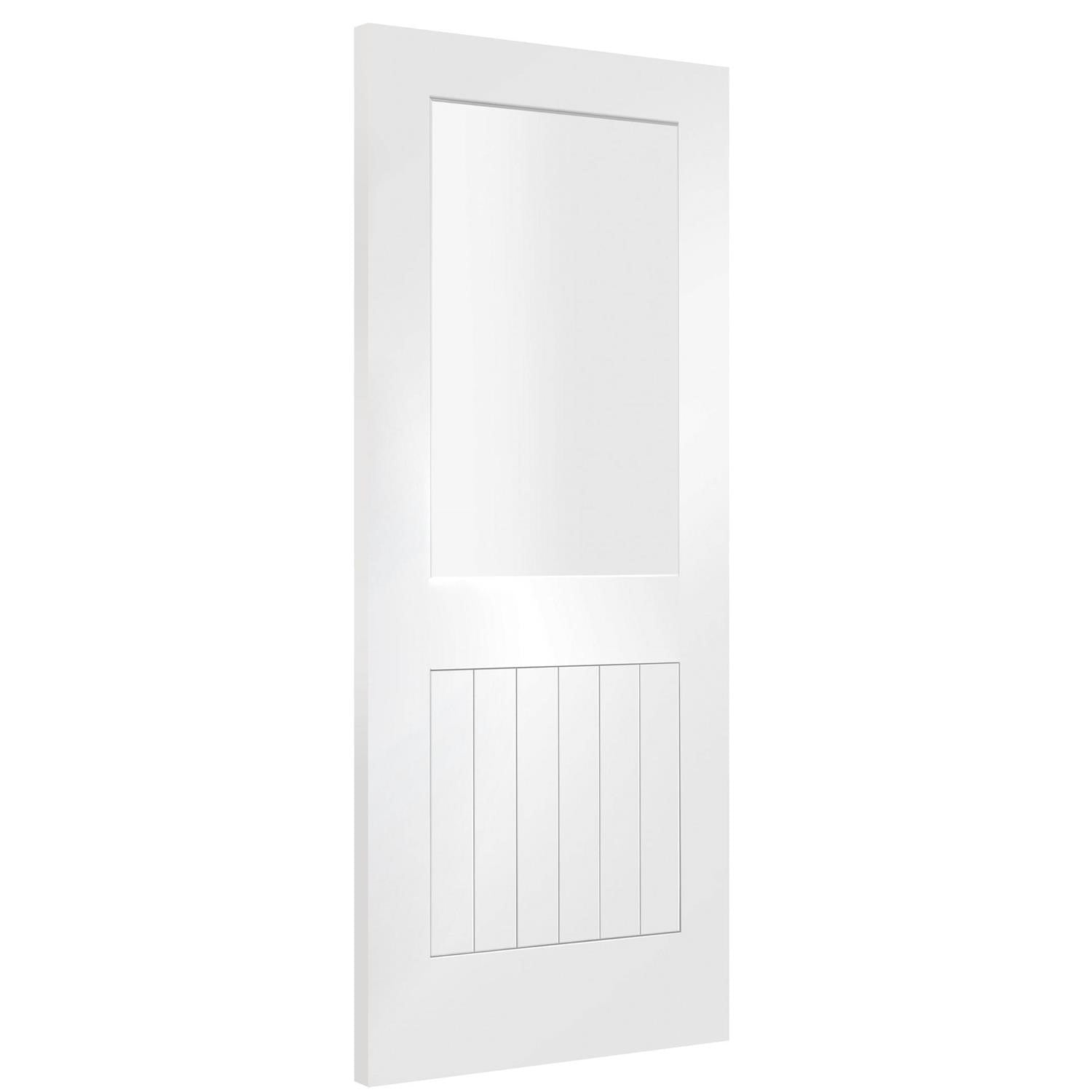 Internal White Primed Suffolk 1L with Clear Glass Fire Door