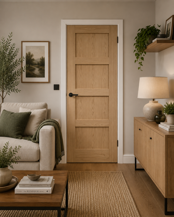 Internal Oak Shaker 4 Panel Door Unfinished