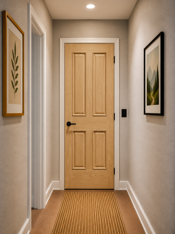 Internal Oak Victorian 4 Panel Door with Raised Mouldings Unfinished