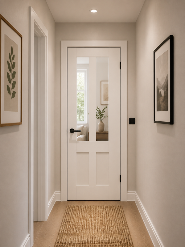 Internal White Primed Malton Shaker with Clear Flat Glass