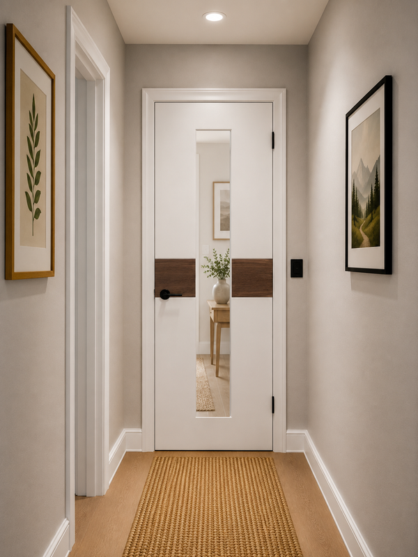 Internal White / Walnut Pre-Finished Asti with Clear Glass