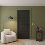 Internal Black Laminate Brent 4 Panel FD30 Fire Door Pre-Finished