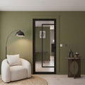 Internal Black Laminate Foundry Door with Clear Glass Pre-Finished