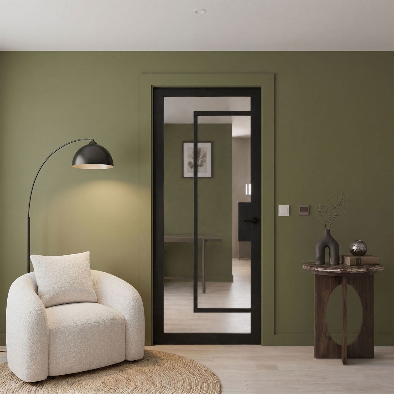 Internal Black Laminate Foundry Door with Clear Glass Pre-Finished