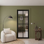 Internal Black Laminate Haringey Door with Clear Glass Pre-Finished