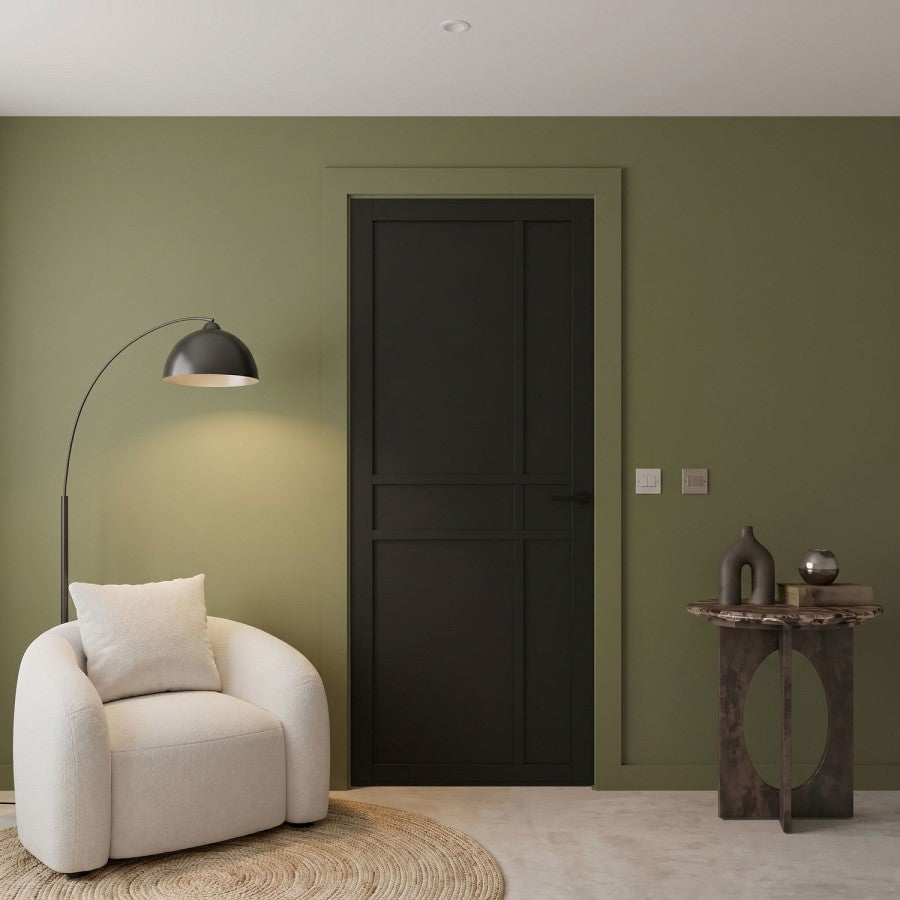 Internal Black Laminate Milton 5 Panel FD30 Fire Door Pre-Finished