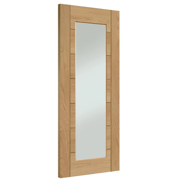 Internal Oak Pre-Finished Palermo 1L Fire Door with Clear Glass