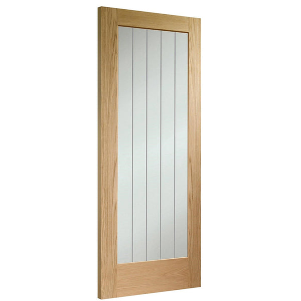 Internal Oak Pre-Finished Suffolk P10 Fire Door with Clear Etched Glass