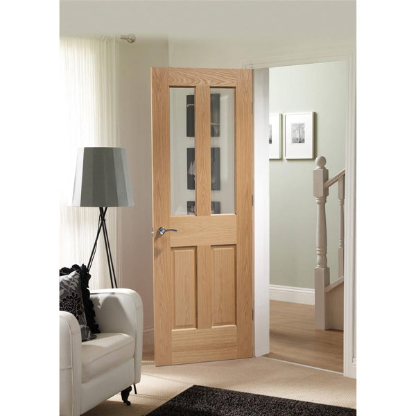 Malton Pre-Finished Internal Oak Door with Clear Bevelled Glass