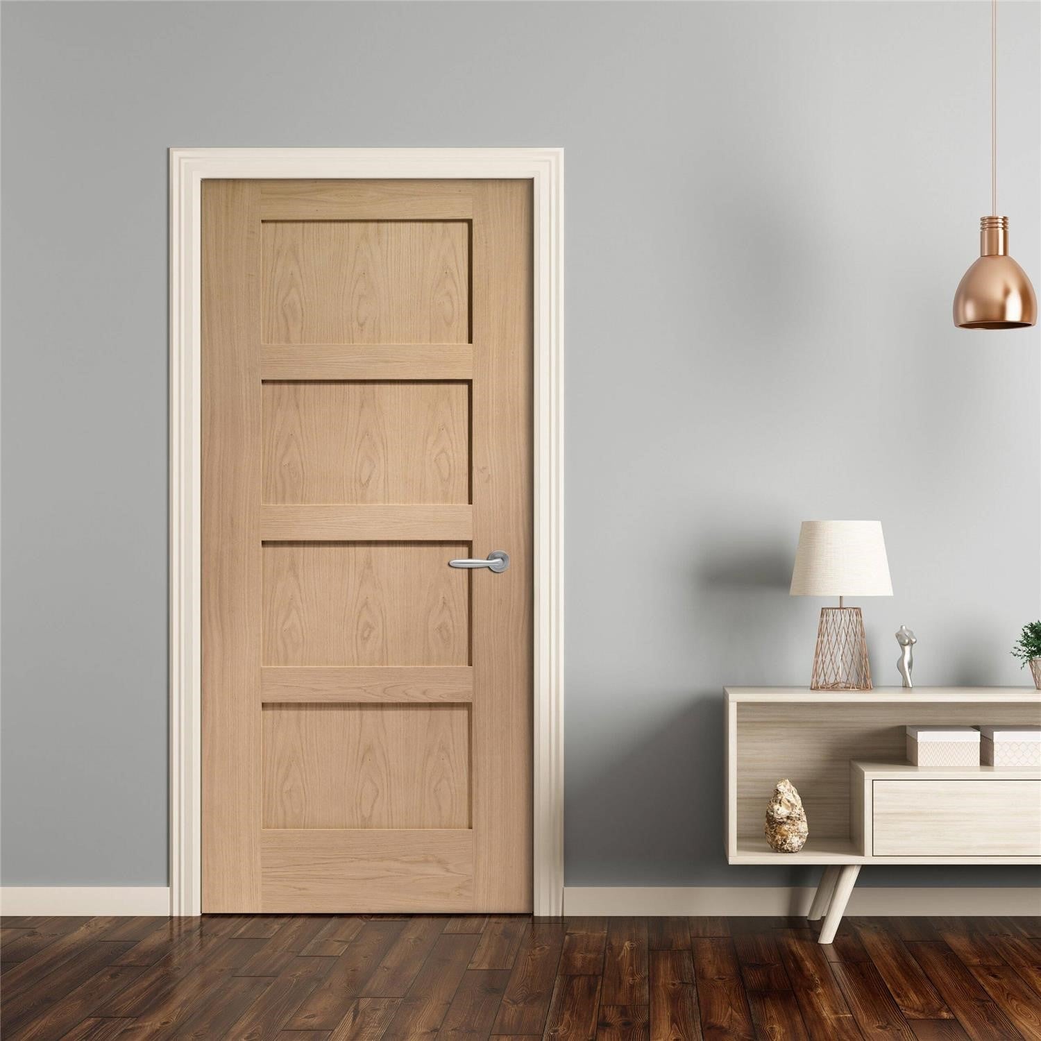 Internal Oak Pre-Finished Shaker 4 Panel Fire Door