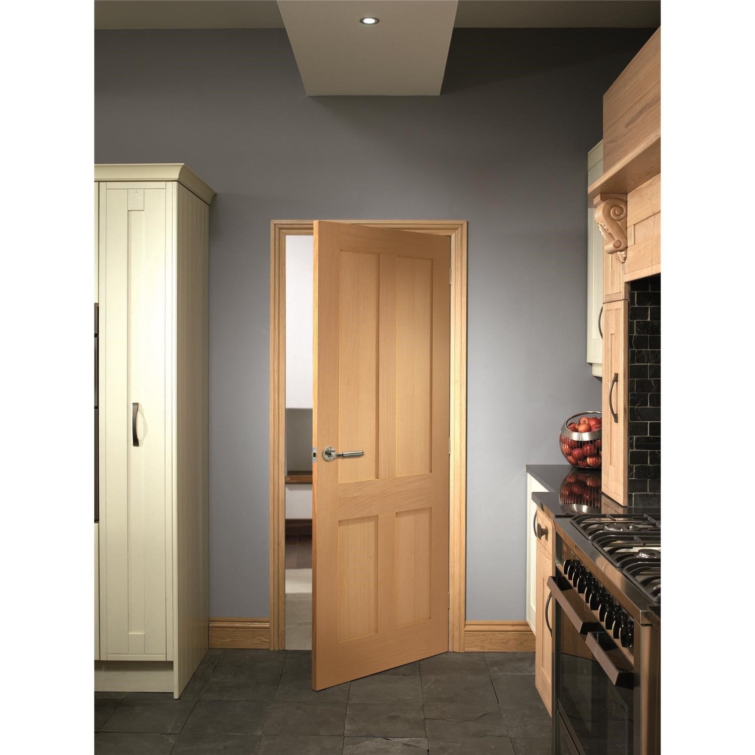 Internal Oak Pre-finished Victorian Shaker 4 Panel Fire Door