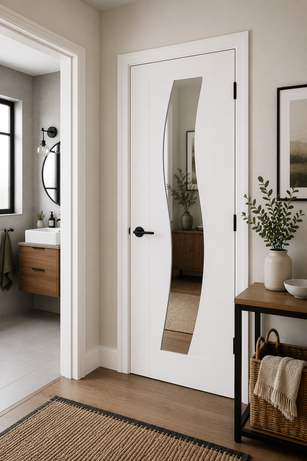 Pre-Finished Internal White Florence Door with Clear Glass