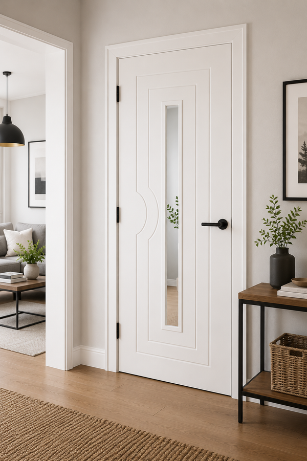 Pre-Finished Internal White Potenza Door with Clear Glass