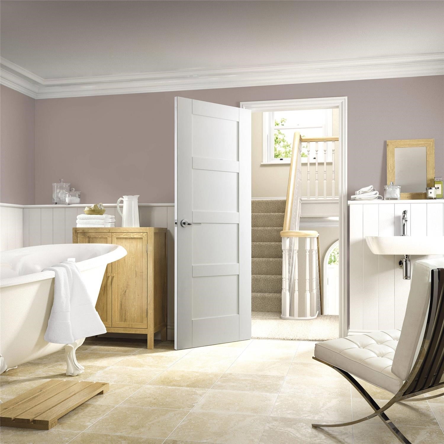 Shaker 4 Panel Internal White Primed Fire Door