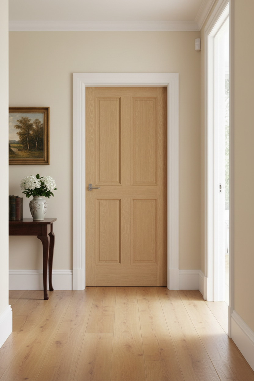 Oak 4 Panel Door in Home Setting
