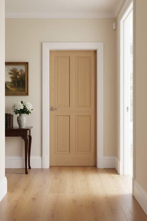 Oak 4 Panel Door in Home Setting