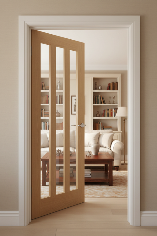 Oak Aston Clear Glass Door Open