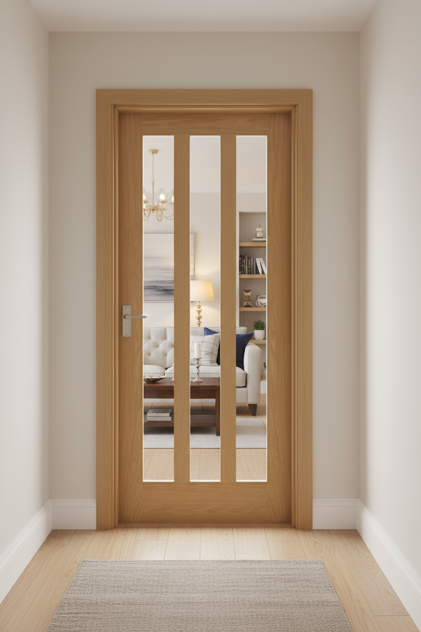 Oak Aston Clear Glass Door with Walls