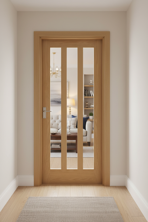 Oak Aston Clear Glass Door with Walls