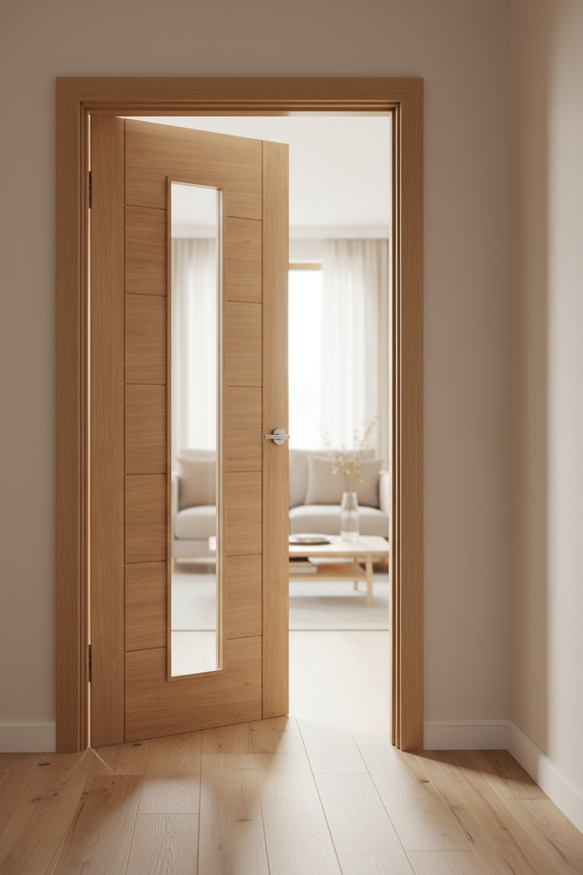 Oak Carini Long Light Door in Modern Interior