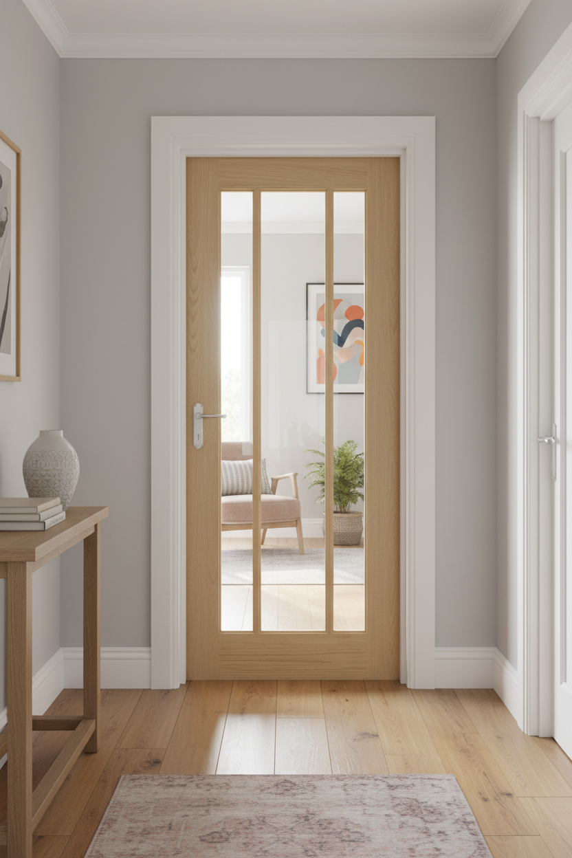 Oak Langdale Clear Glass Door in Home Setting