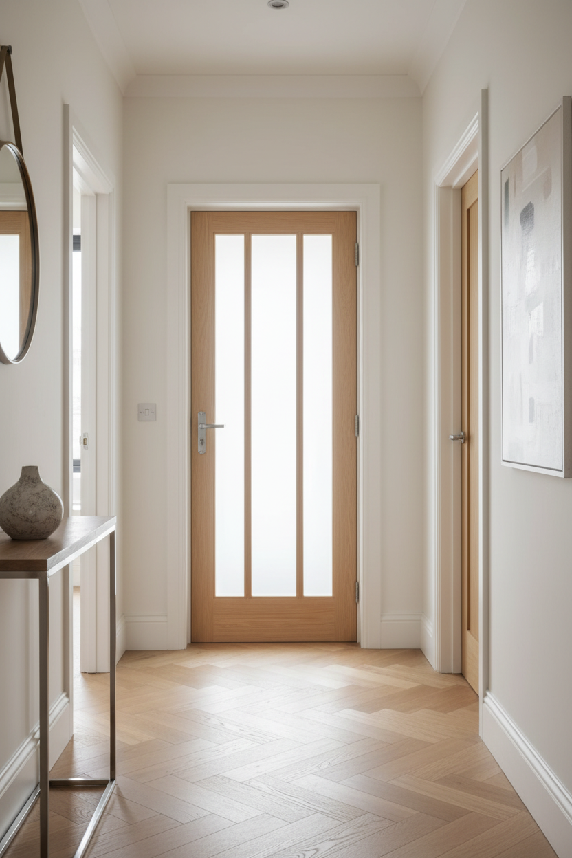 Oak Langdale Frosted Glass Door in Home Setting
