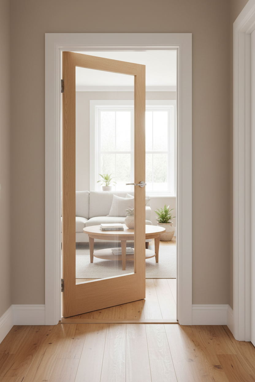 Oak Shaker 1 Light Clear Door Open