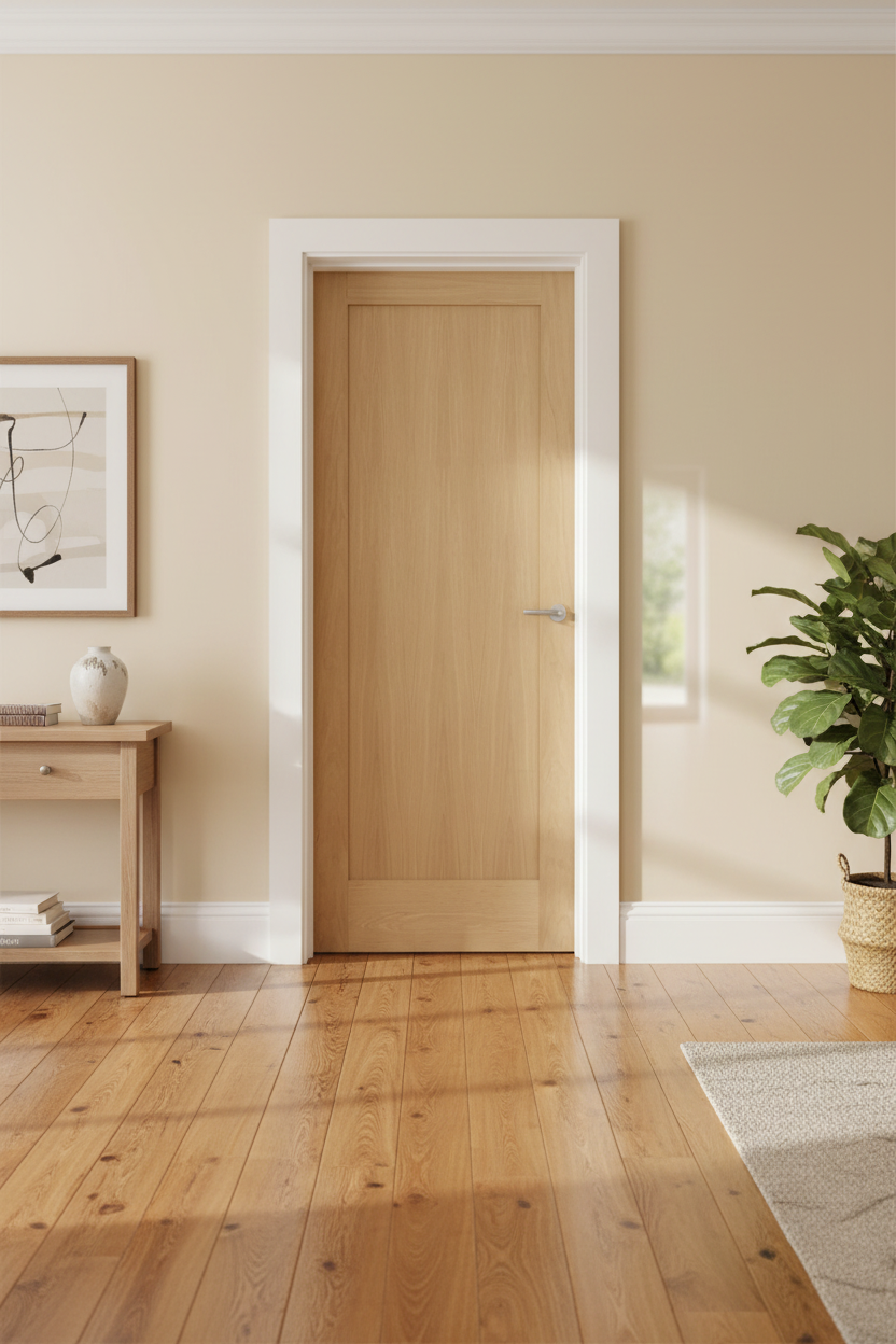 Oak Shaker 1 Panel Door in Home Setting