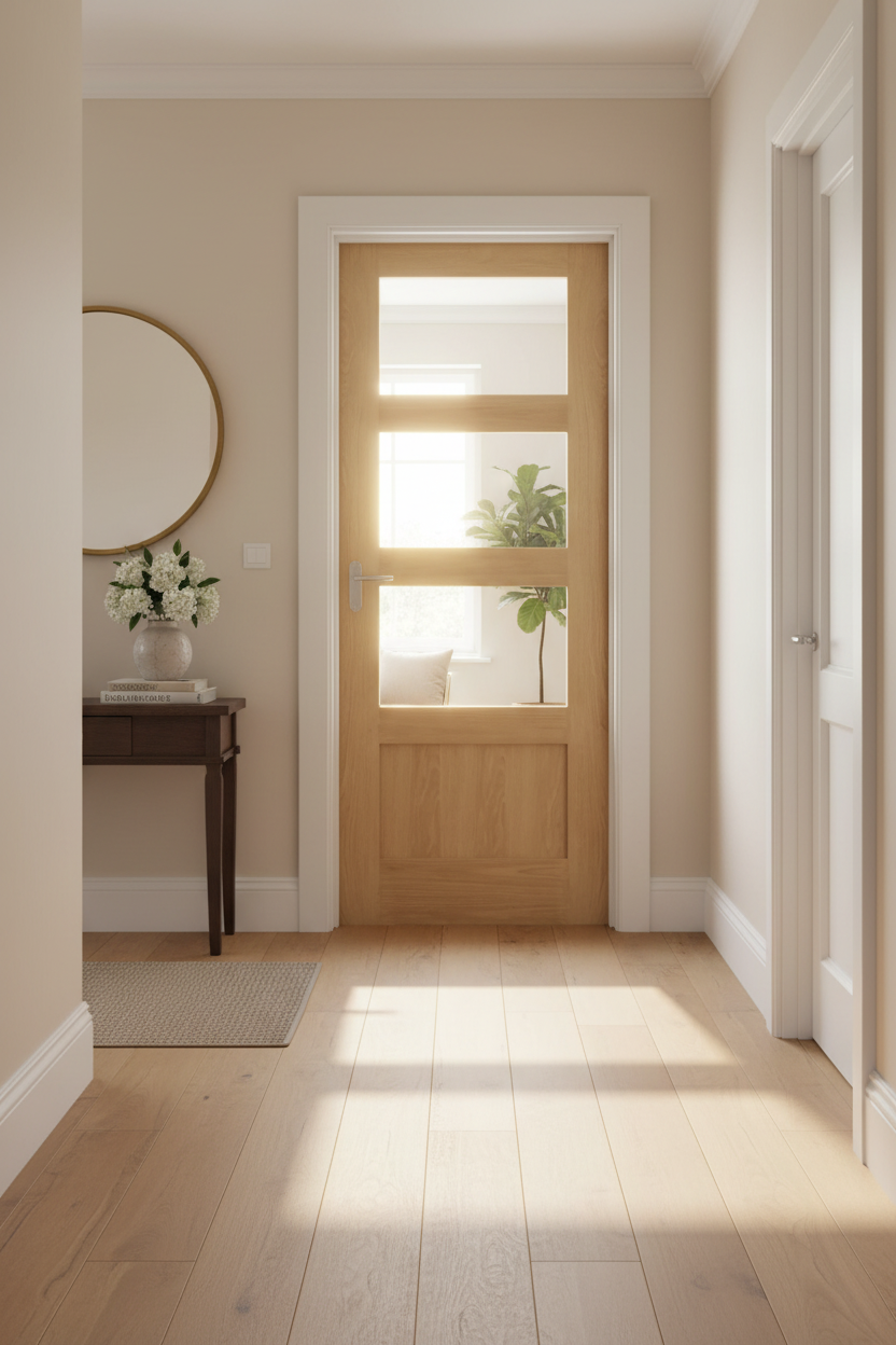 Oak Shaker 3L 1P Door in Home Setting