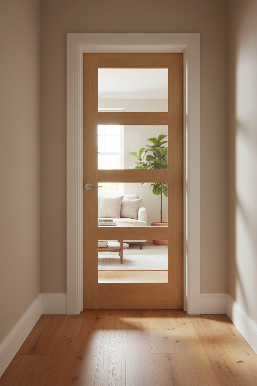 Oak Shaker 4 Light Clear Door in Home Setting