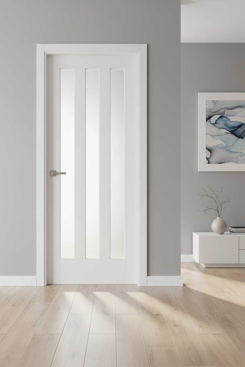 White Aston Door with Frosted Glass in Interior