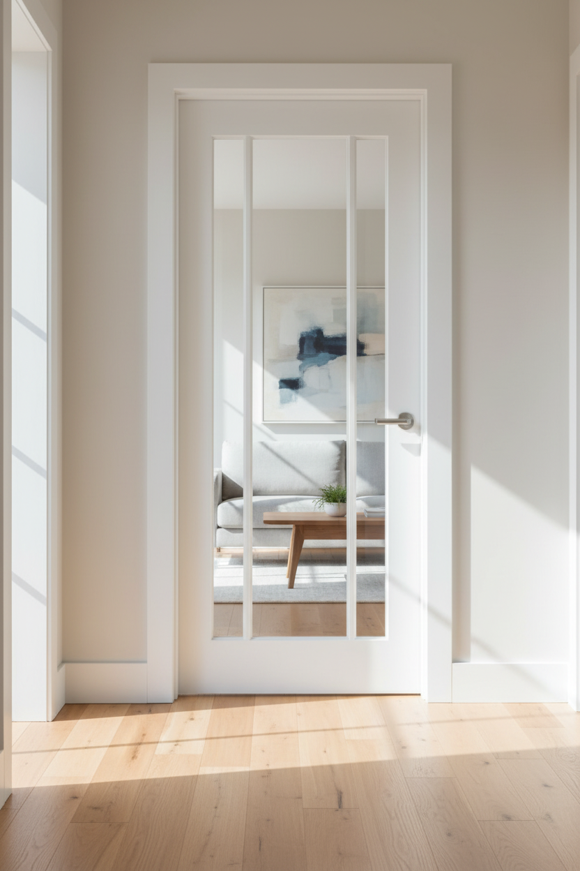 White Langdale door with clear glass panels